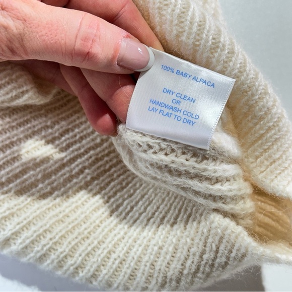 Alice Walk sweater baby alpaca ribbed knit crewneck pullover small cream - Picture 4 of 6